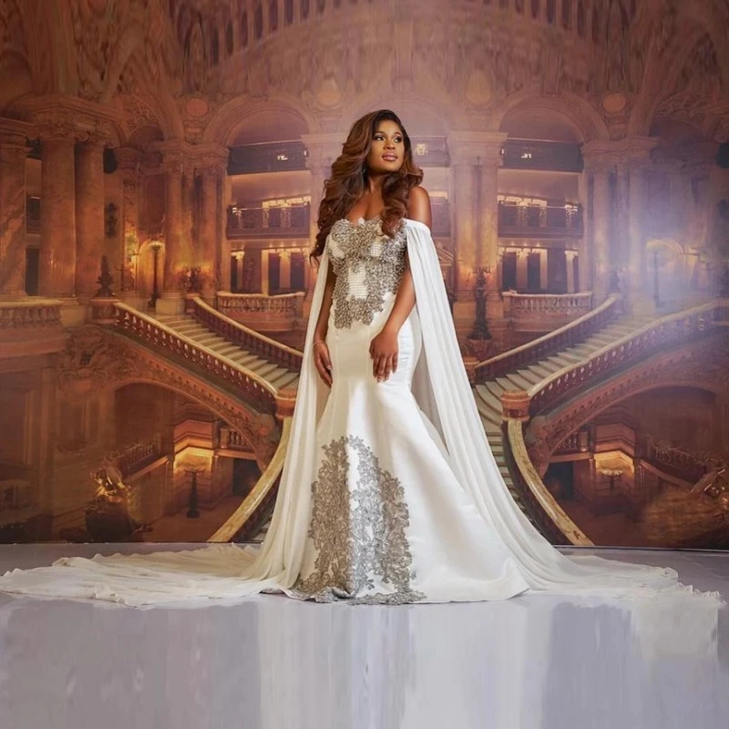 

South African Off The Shoulder Wedding Dresses Lace Appliques Beads Satin Mermaid Bridal Gowns Sweep Train Vestido De Novia