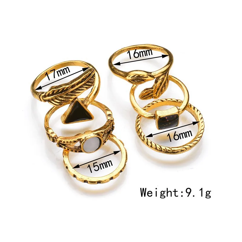 Набор из шести предметов в стиле ретро кольцо с черной стрелкой индивидуальное