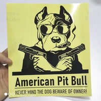 fd535b 3d die cut cool funny american pitbul dog with gun self adhesive car sticker scratch cover decal auto decoration funny