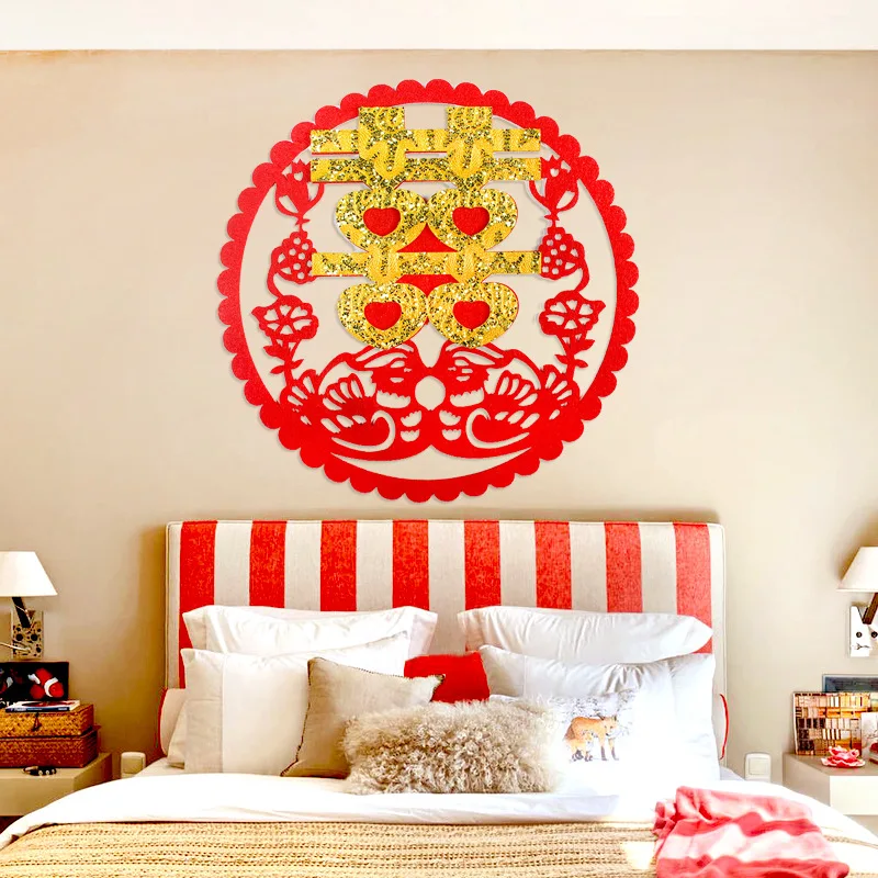 Свадебные принадлежности нетканые ткани Красное золото двойное счастье для