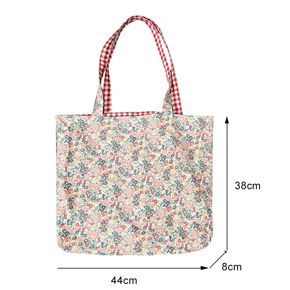 

Women Cloth Floral Plaid Print Handbag Simple Large Capacity Dual Use Tote Fashion Lunch Large Capacity Dual Use Shoulder Bags