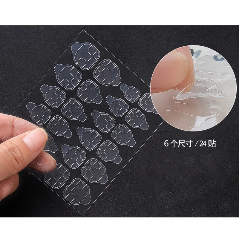 

24pcs Nail Jelly Glue Stickers Transparent Invisible Sticker Double-sided Nails Decals Adhesive Gel Decoration