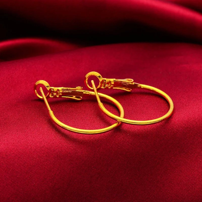 

KISS&FLOWER ER14 Fine Jewelry Wholesale Fashion Woman Girl Birthday Wedding Gift 20/30mm Anti-Allergic 24KT Gold Hoop Earrings