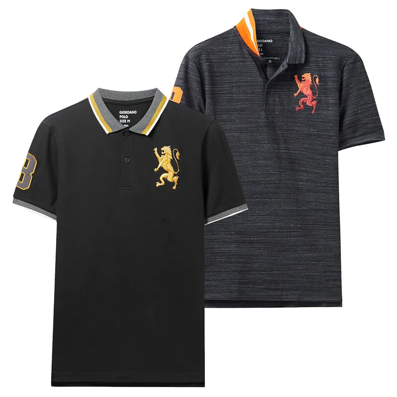 20Black Giordano поло мужское slim fit футболка Polo с короткими рукавами и принтом рубашка груди выполнена из хлопка и спандекса рубашка поло мужская - Цвет: 20Black