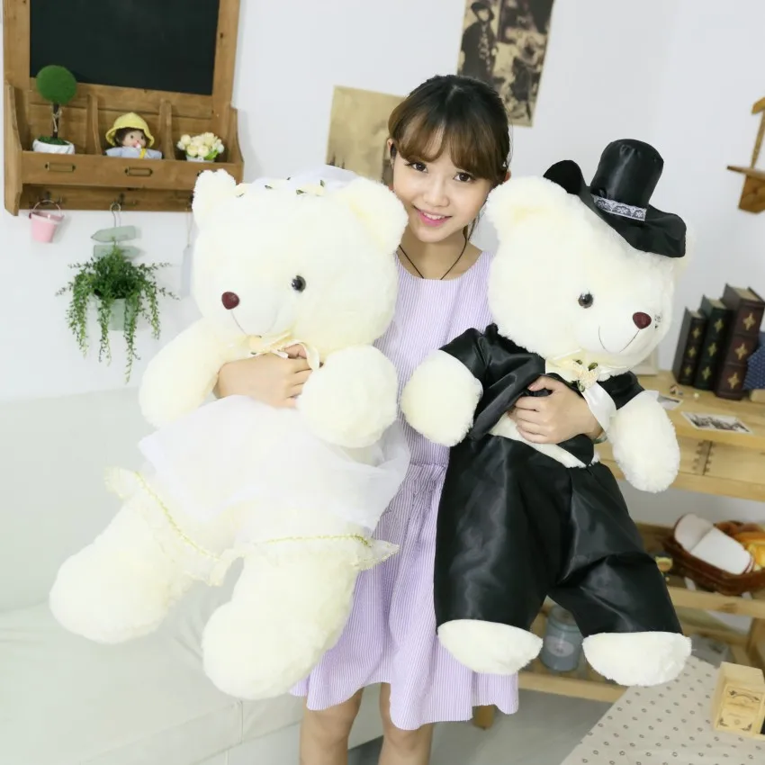 

2pcs/pair Couple Bear Wedding Teddy Bear Plush Toy Stuffed Wedding Gift Christmas Gift Wholesale Wedding gift Bear Bride & Groom