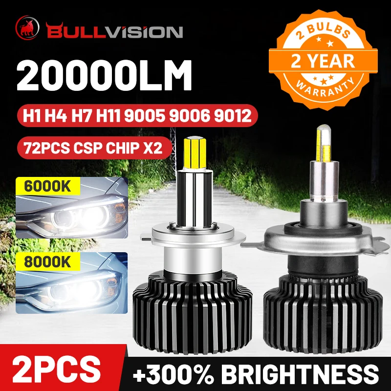 Bullvision Hir2 9012 Led 360 фары H7 H11 9005 9006 автомобиль лампа 20000Lm H8 H9 H1 льда 8000K HB3 HB4 6000K