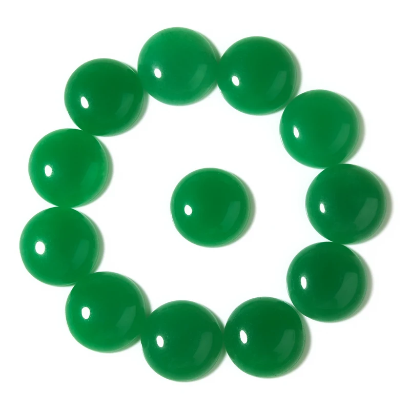 

20/10pcs Natural Stone Round Flatback 10/12/14/16/18/20mm Green Jade Cabochon Spacer For DIY Jewelry Making Bracelet Accessories