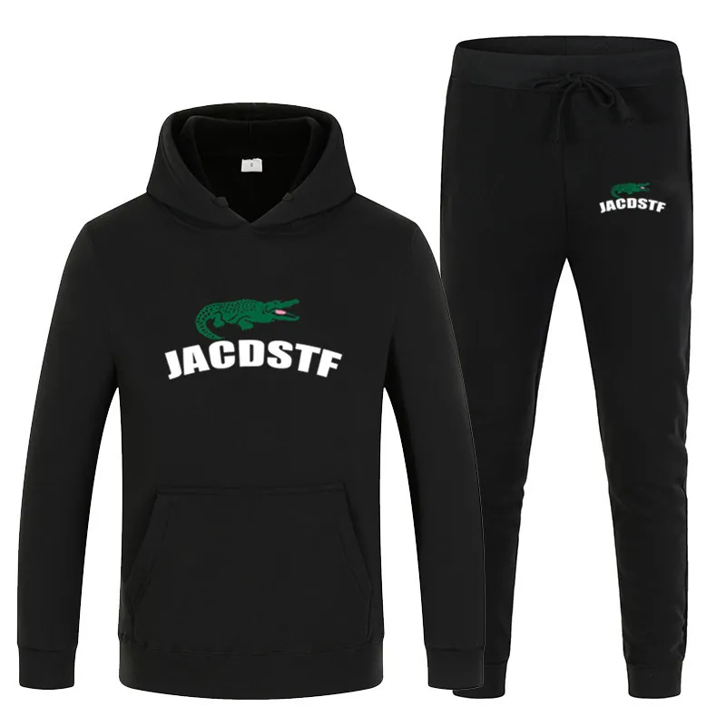 

Men's solid color soft sweatshirt suit 2020 spring and autumn polar fleece fabric printed sportswear couple sweatpants suit men