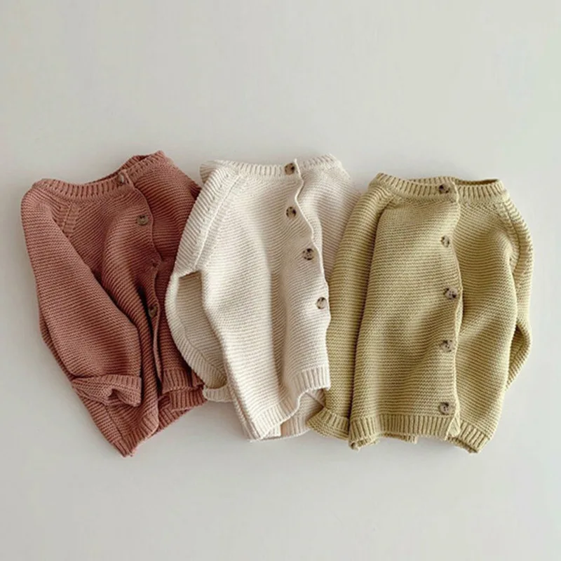 

JIAYAN 2021 Winter Baby Coat Cotton Knitted Outwear Coat Boys Girls Solid Full Sleeve Cardigan Sweater Toddler Baby Clothes