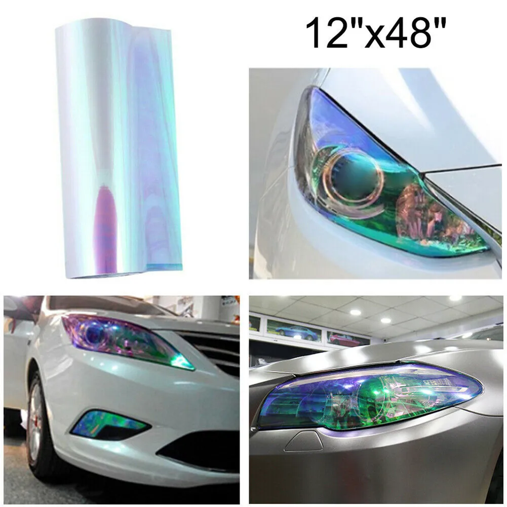 

Vinyl Film Sticker Waterproof 12\\\"x48\\\" Car Cover Fog Light Iridescent Film