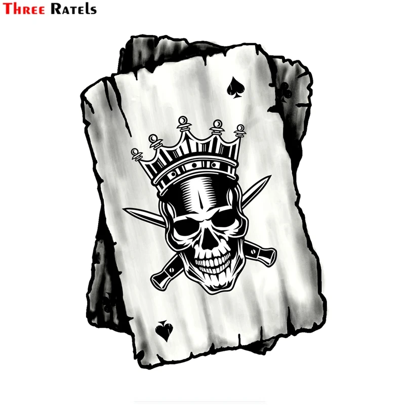 

Три Ratels FC1 B & W Ace Игральные карты дизайн черепа со старым школьным геймером Виниловая наклейка для автомобиля мотоцикла Наклейка