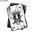Три Ratels FC1 B  W Ace Игральные карты дизайн черепа со старым школьным геймером Виниловая наклейка для автомобиля мотоцикла Наклейка