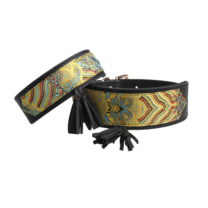 Роскошный кожаный ошейник для собак с цветочным принтом питомца щенка средней и
