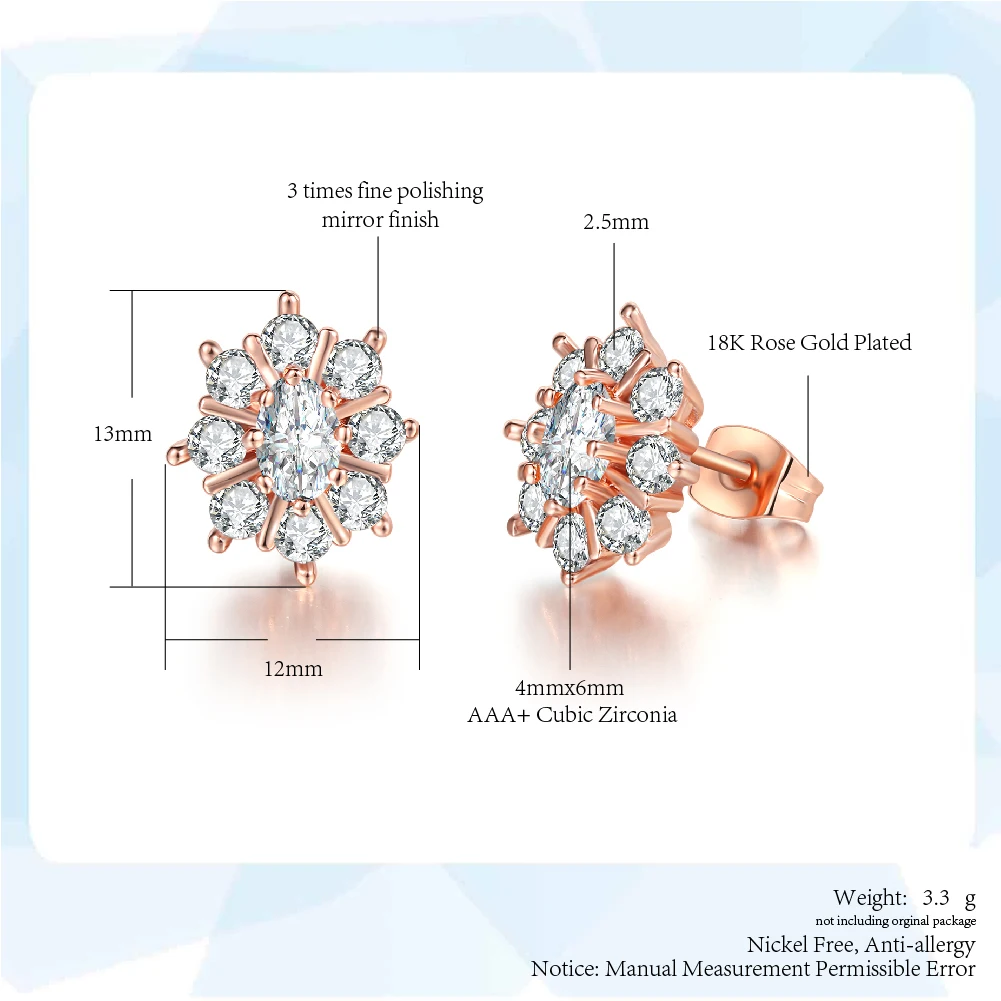 Женские винтажные серьги с подсолнухом цвета розового золота кристаллами и