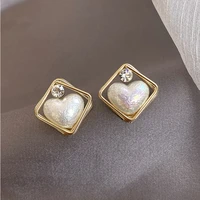 square pearl earrings korea kpop earrings earrings for women earrings for women new earrings chinese fashion moon earrings