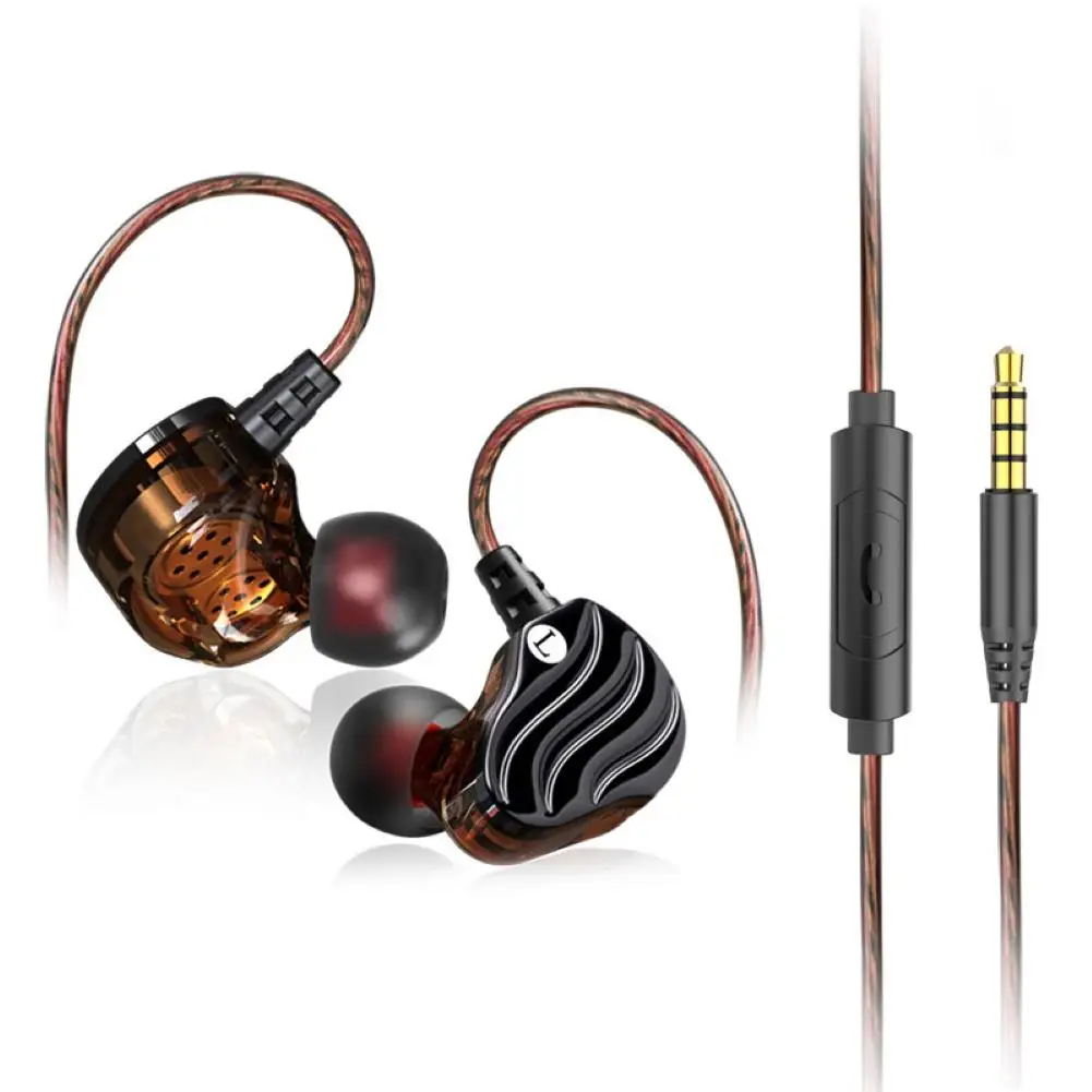 Спортивная гарнитура наушники вкладыши с двойным движущимся катушкой HD Hi Fi