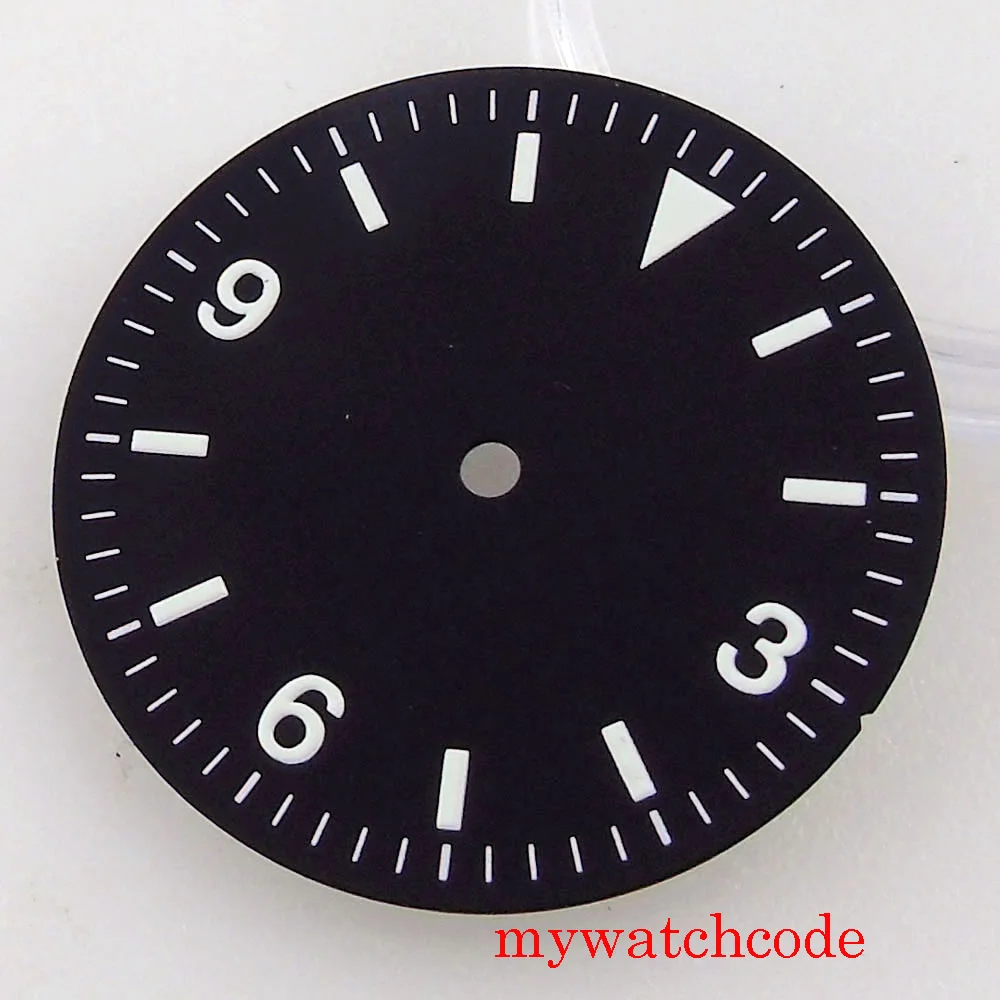 29 мм стерильные черные часы циферблат лицо зеленый светящийся Fit NH35 NH36 MIYOTA 8215 821A