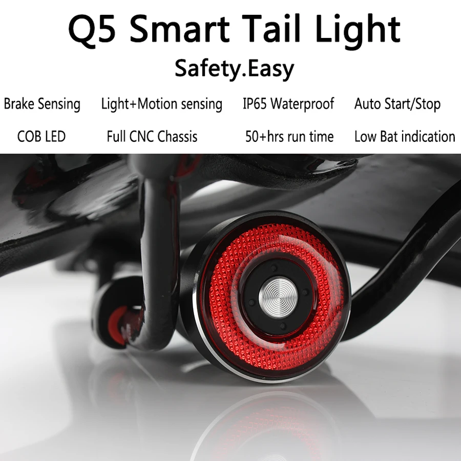 

Saddle / Sit tube Bike Smart TailLight Bicycle Brake Sensing Flashlight Cycling Auto Start / Stop Rear USB Charge LED Tail Light