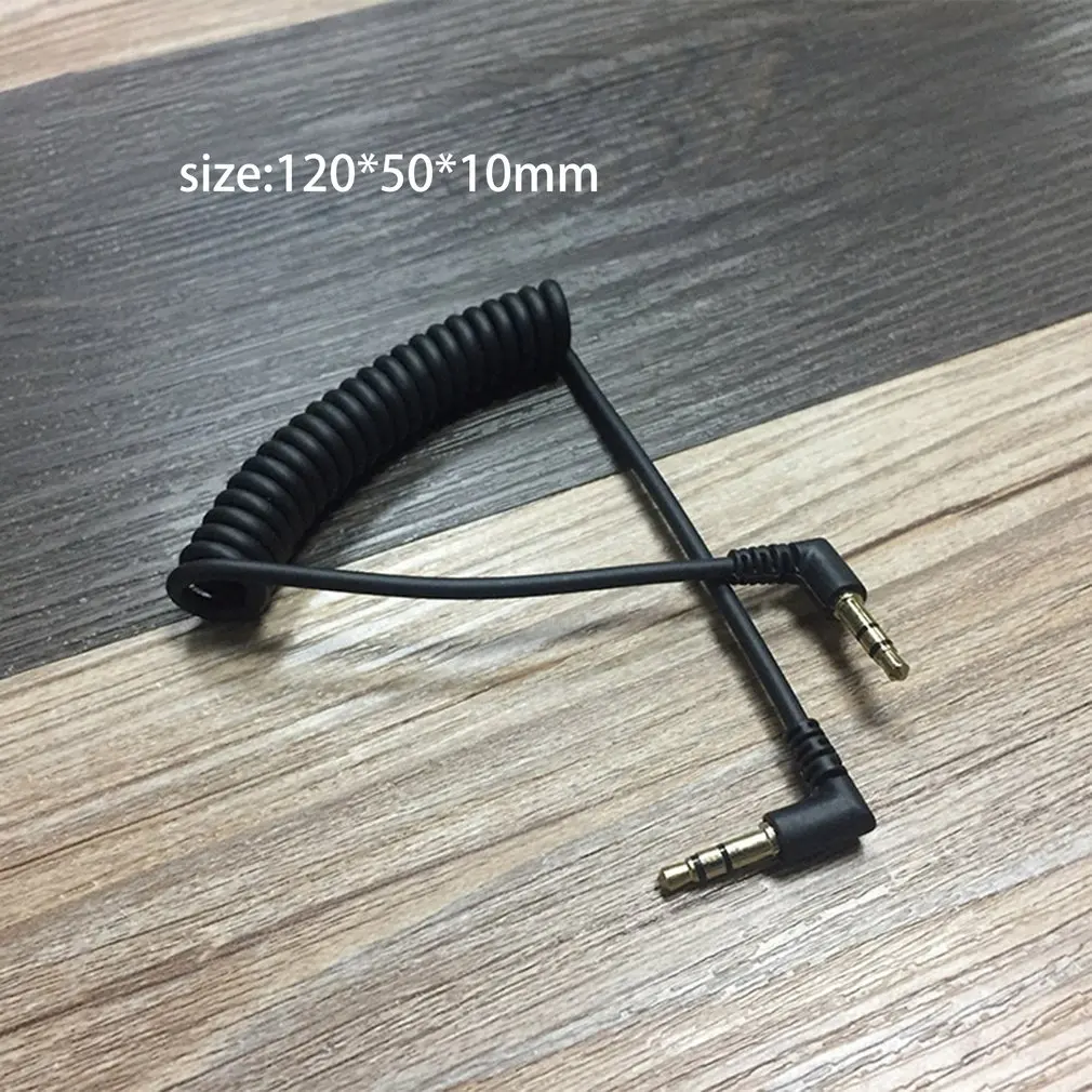 

3.5mm Spring Audio Cable 90 degree Bend Male to Male Stereo Cable Speaker Connector Adapter Car Stereo Auxiliary Cable