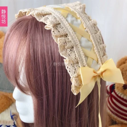 headwear Дворцовая принцесса, милое платье лолиты, Ретро стиль, falbala, кружево, с принтом в виде банта, высокая талия, викторианское платье, kawaii, Готическая Лолита, jsk - Цвет: headwear