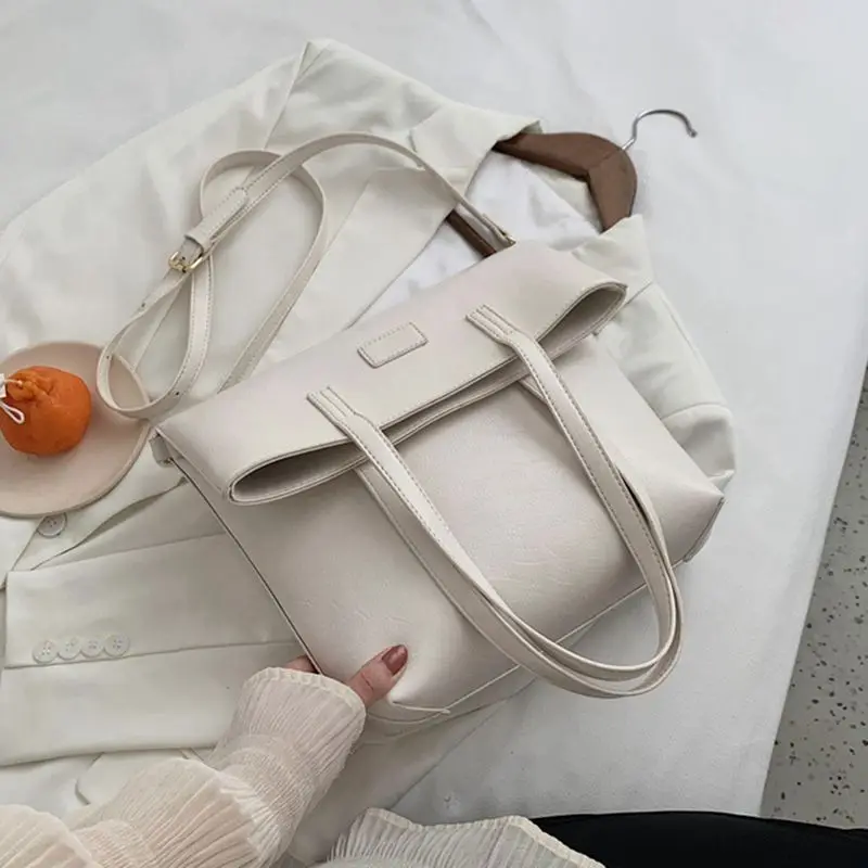 

Women's Big Leather Shoulder Bag Brand Trend Trend Ladies Folding Handbag Design Simple Style Handbag