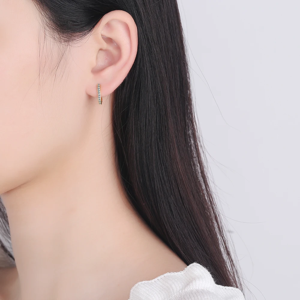 

925 Sterling Silver 2021 New Women's Fashion Jewelry High Quality Crystal Zircon Simple Retro Round Earrings