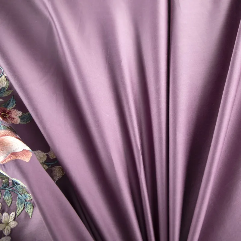 

Luxury Purple Blue American Pastoral Flowers Embroidery 100S Egyptian Cotton Bedding Set Duvet Cover Bed sheet/Linen Pillowcases