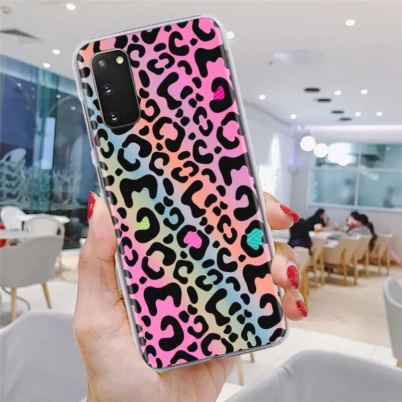 

Cute Cartoon Leopard Print Phone Case for Samsung Galaxy S20 FE S10 Plus S21 Ultra S10e S8 S9 Plus Hard PC Cover Bumper Funda
