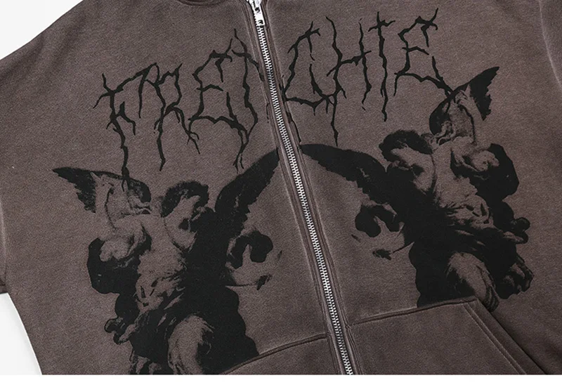 Толстовка с капюшоном в стиле Харадзюку принтом Ангел|Мужские толстовки и