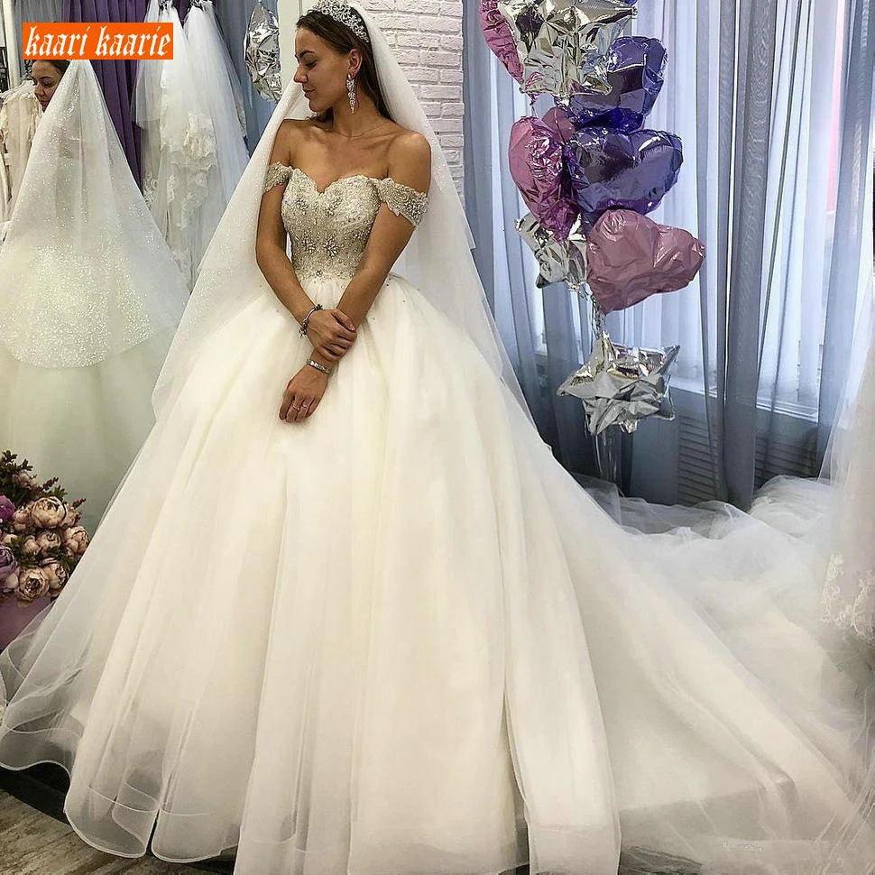 

Fabulous Africa Crystal White Wedding Dress 2021 Sweetheart Bling Beaded Lace Up Tulle Ball Gown robe de mariée Bride Princess