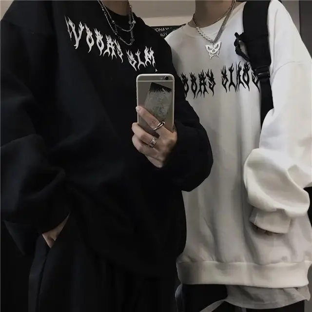 Streetwear Harajuku Hoodie Y2K Tops Girls Retro Gothic Oversized Hood Punk Anime Print Clothes Hip-Hop High Street Sweatshirts 2