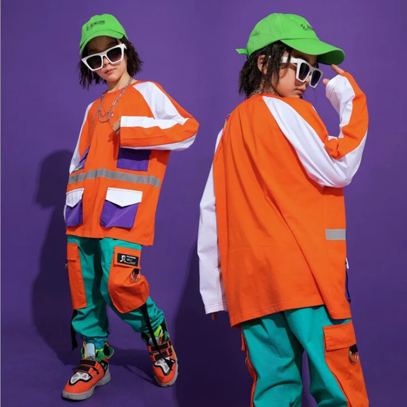 Детская Одежда для танцев в стиле хип-хоп свитшот топ Укороченное пальто