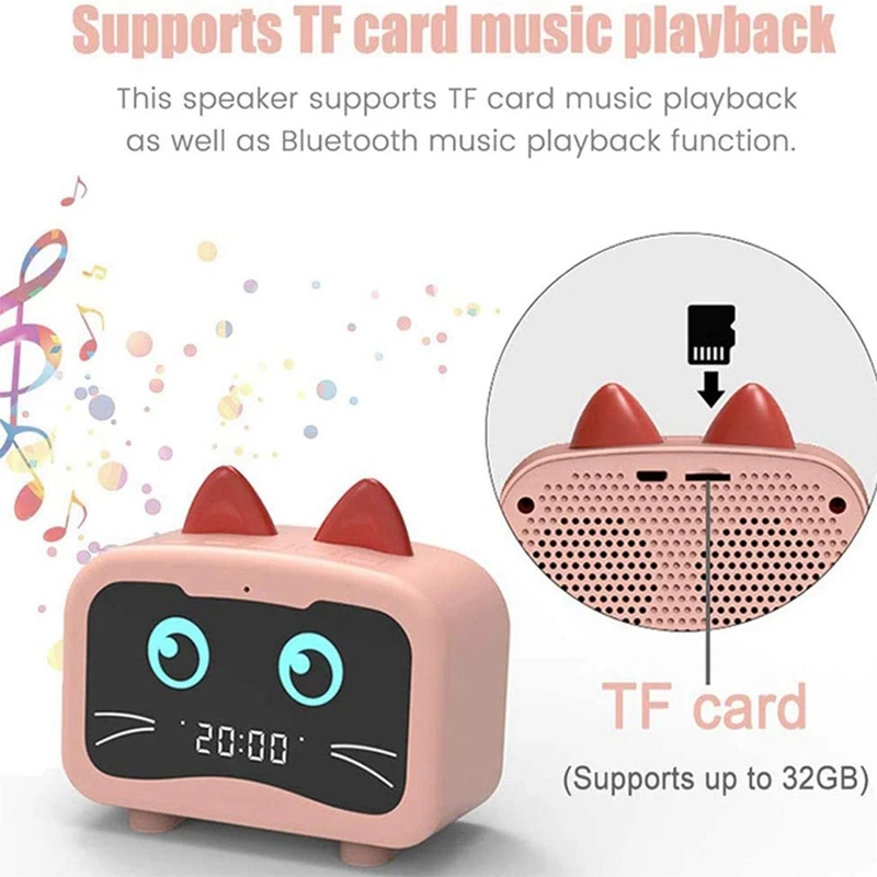 Alarm Clock Radio with Wireless Speaker Cat Ears Digital FM USB Charging Port | Электроника