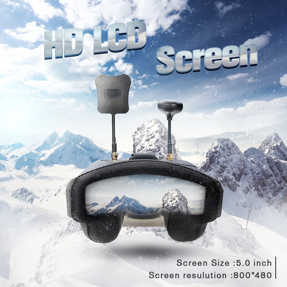 Eachine-Gafas FPV de Diversidad, con Bater&iacute;a para Modelo RC, EV800D, 5,8 G, 40 Canales, 5 Pulgadas, 800 x 480, Auriculares de V&iacute;deo HD DVR-1