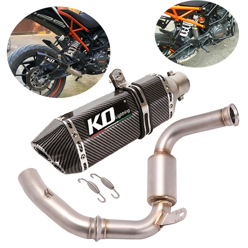 

Motorcycle Exhaust Escape Middle Link Pipe Delete Catalyst Slip On 51mm Muffler End Can Modified For Duke 250 390 RC390 2017-20