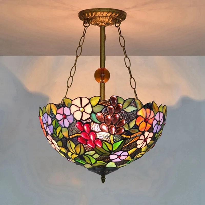 

Подвесной светильник с цветами винограда, светодиодная Витражная лампа, 16 дюймов, освещение для столовой
