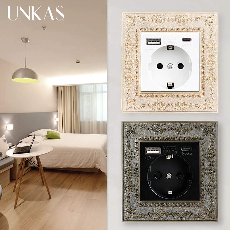 Евровилка UNKAS с портом Type-C 16 А 5 В 110 мА USB-разъемом | Строительство и ремонт