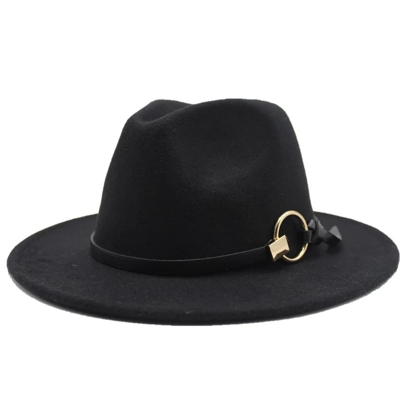 

Winter wool Men Women Flat Brim Panama Style Felt Jazz Fedora Hat Cap Gentleman Europe Formal Hat white Floppy Trilby Party Hat