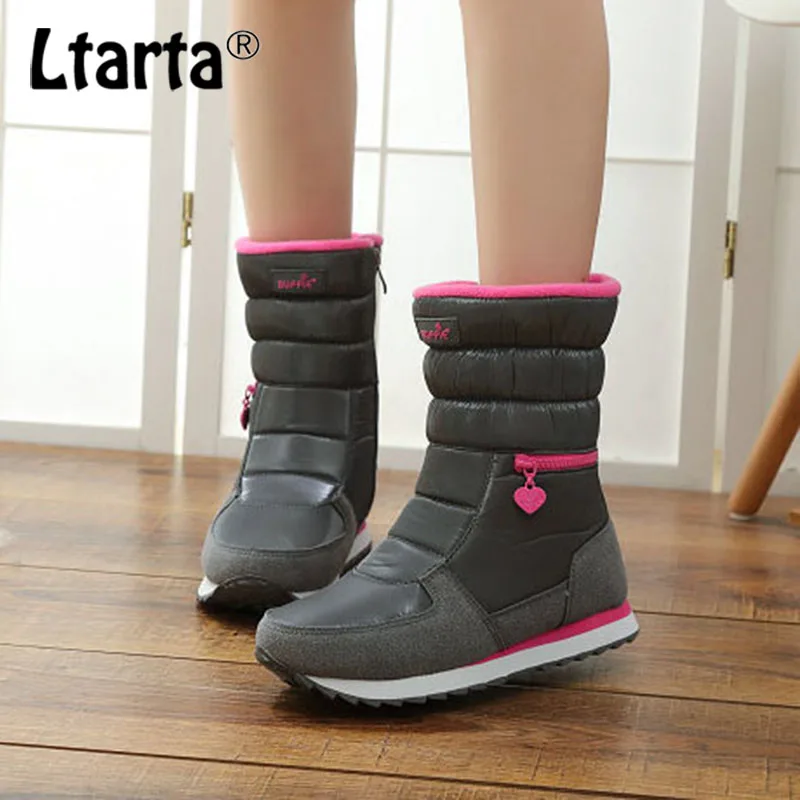 LTARTA 2019 женские ботинки на платформе толстом каблуке снежинки зимние плоской