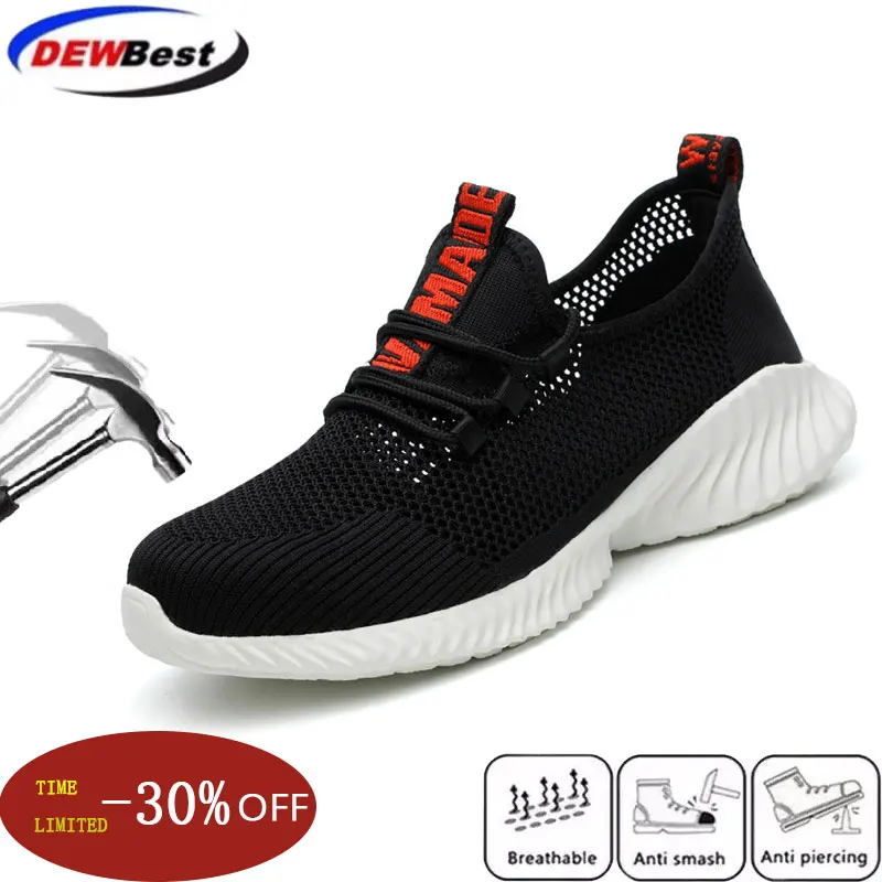 

New exhibition Lightweight Breathable Safety Shoes Outdoor fashion Men's Anti-smash Steel Toe Cap Work Sneaker Protective boots