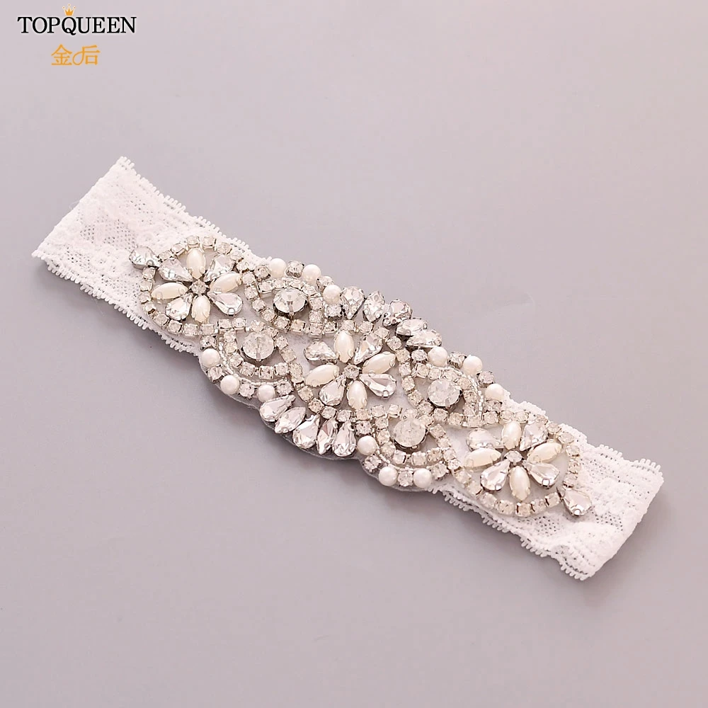Подвязки для девочек TOPQUEEN Кружевные невесты подвязки стразы Свадебные платья THS76
