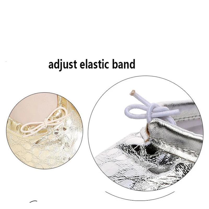 Детские Балетки Танцевальные туфли Цвет серебристый золотистый Обувь для