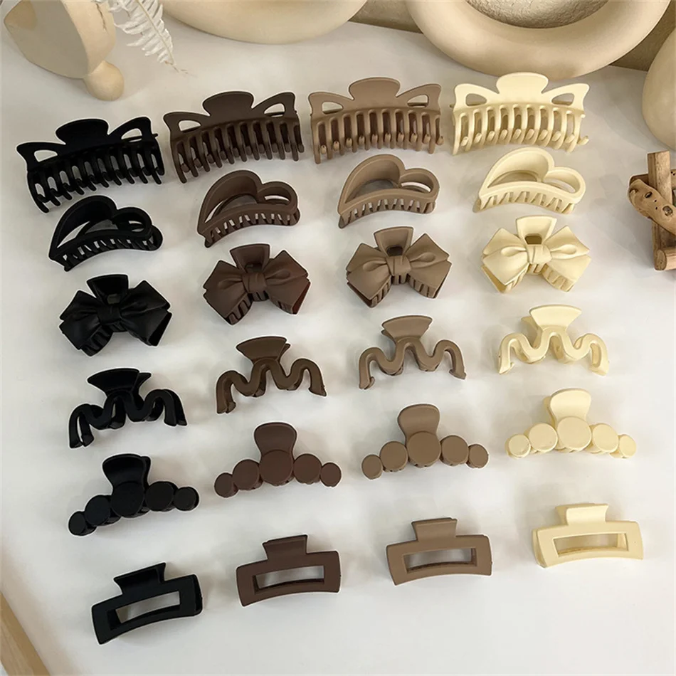 

Korean Large Hair Claws Coffee Black Beige Acrylic Hairpins Barrette Crab Hair Clips Headwear for Women Girls Hair Accessories