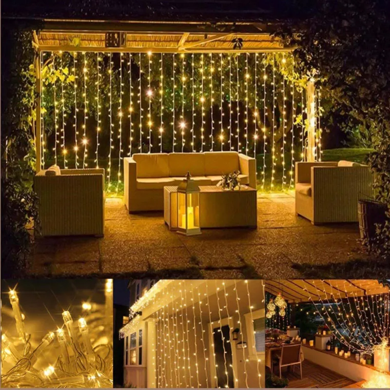 

3x3M 300LED Icicle String Lights Christmas Fairy Lights Garland Outdoor Home For Wedding/Party/Curtain/Garden Decoration