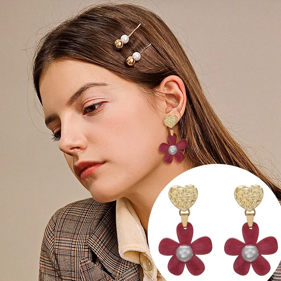 Женские модные серьги-подвески в виде деревянного цветка корейские милые с