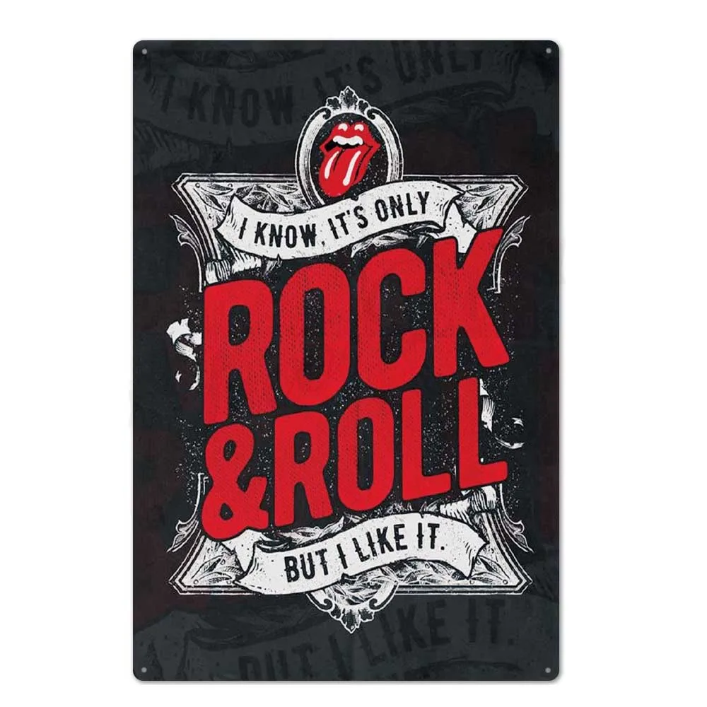 

Rock Roll Metal Sign Tin Sign Plaque Metal Vintage Rock Metal Poster Retro Wall Decor for Bar Pub Club Man Cave 20x30 cm