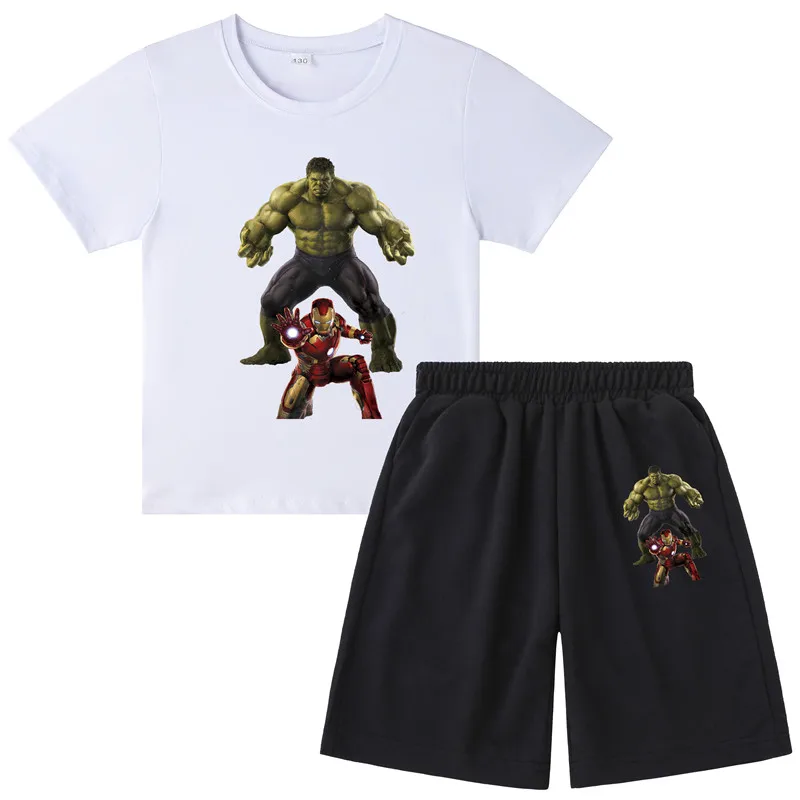 

Kids Summer Super-Hero Hulk- Spidermαn Boy Short Sleeve Clothes T-shirt Pants 2pc Suit Kids Cartoon Print Outfits Boy Short Set