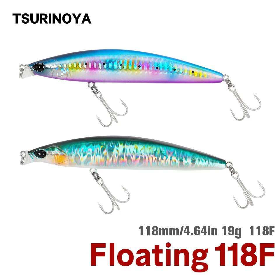 TSURINOYA 118F мелкий диапазон плавающий Minnow DW95 118 мм 19 г длинное литье Seabass Jerkbait морская