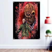 iron lock skull brutal death metal artworks banners tapestry dark wall art background hanging cloth rock band icon poster flag