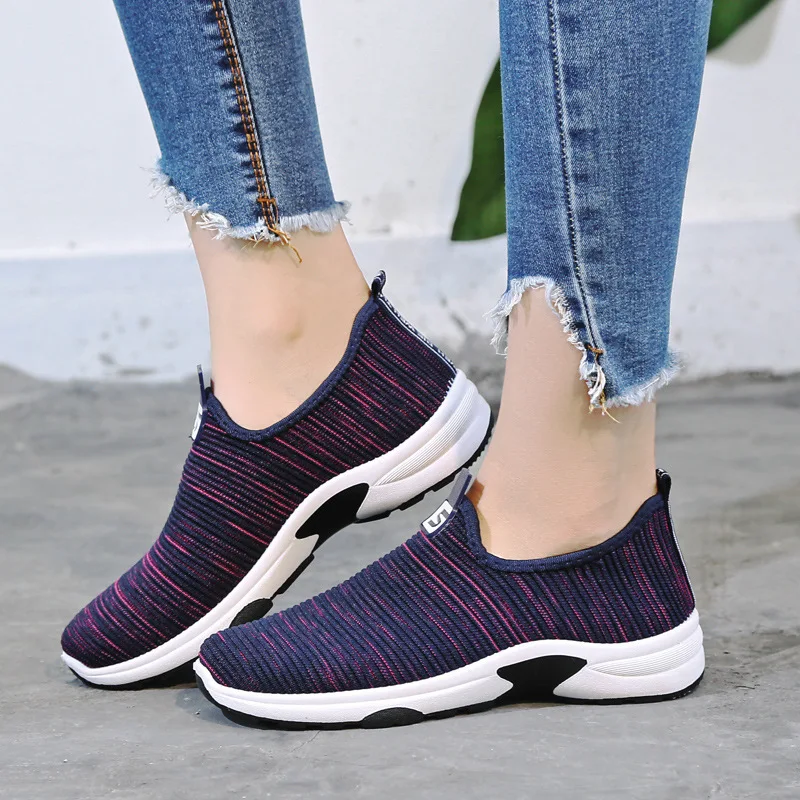 

Women Shoes Nlarge Size 44 Knitted Breathable Comfortable Sneakers Woman Lightweight Non-slip Wear-resistant Casual Mother Shoes
